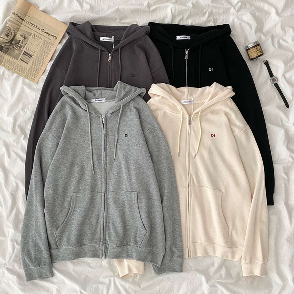 Cotton Fleece Loose and Versatile Cardigan Hooded Sweater Female Student Autumn/Winter Thin Coat