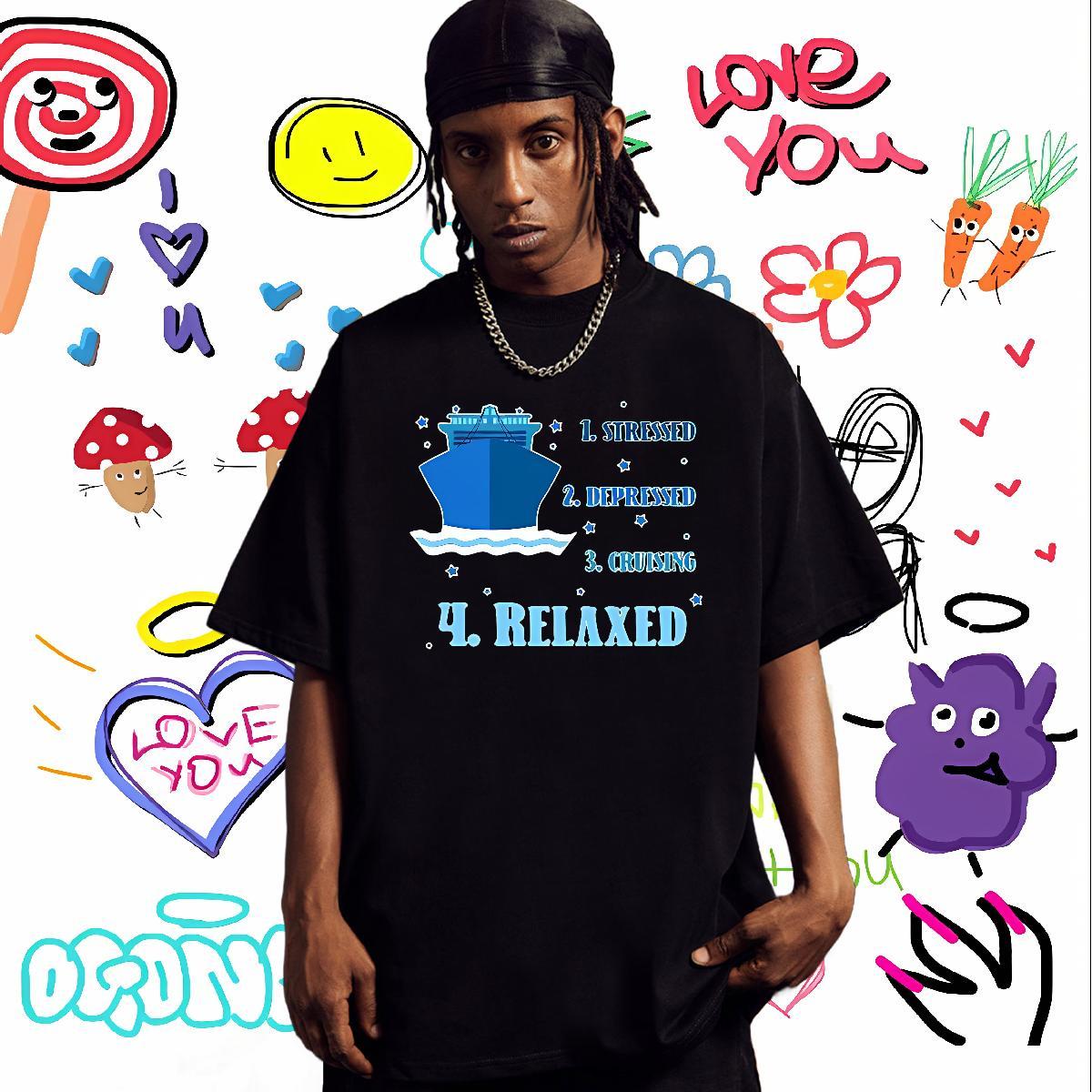 Fashion New T Shirt For Man travel Tops 230g Cotton Anime Printing Street Brand Customized Short Sleeve Soft Tshirts