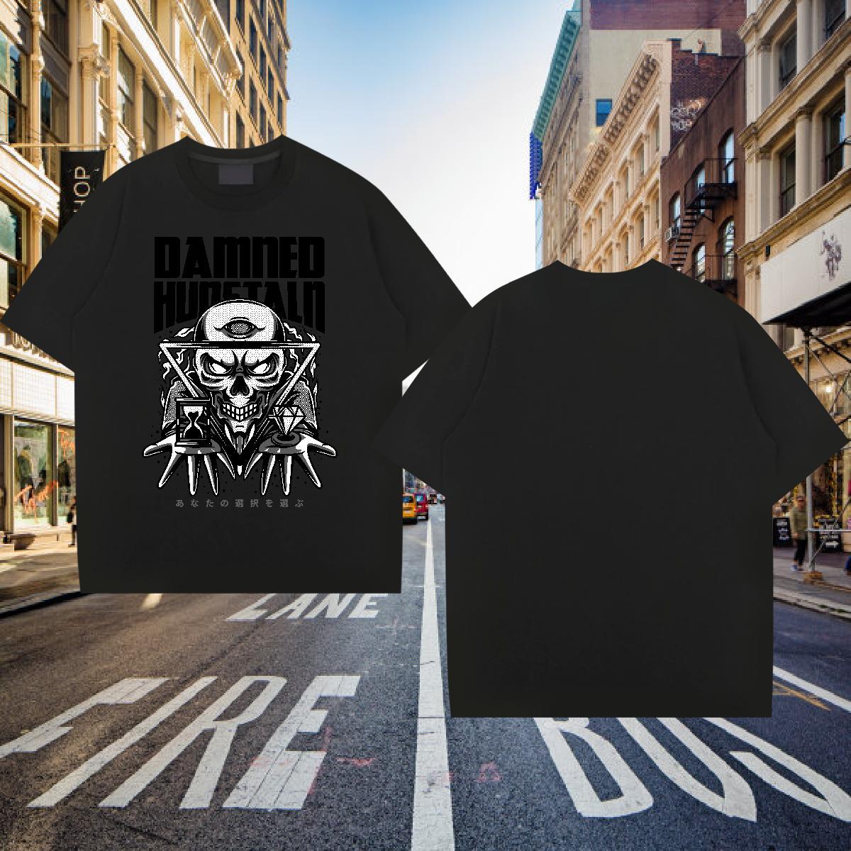 Stylist Men T Shirts skull Polos 230g 100% Cotton Hip Hop TOP Quality Customized Breathable Men Tops Tees