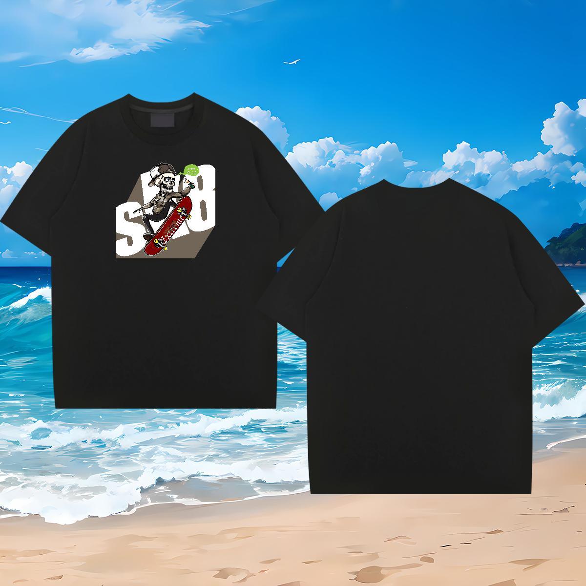 Fashion Designer Man T Shirts skull Clothes 100% Cotton 230g Hip Hop Cool Custom Printed Pure Cotton Men Tops Tees