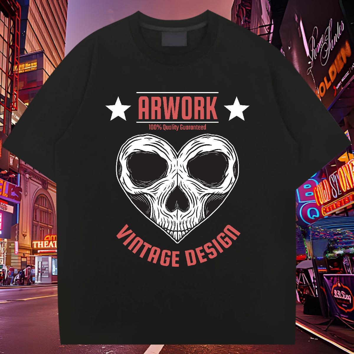 2024 Summer Men T Shirts skull Wear 100% Cotton 230g Street Casual Classic White Plus Size Breathable Crew Neck Tshirt for Man Woman