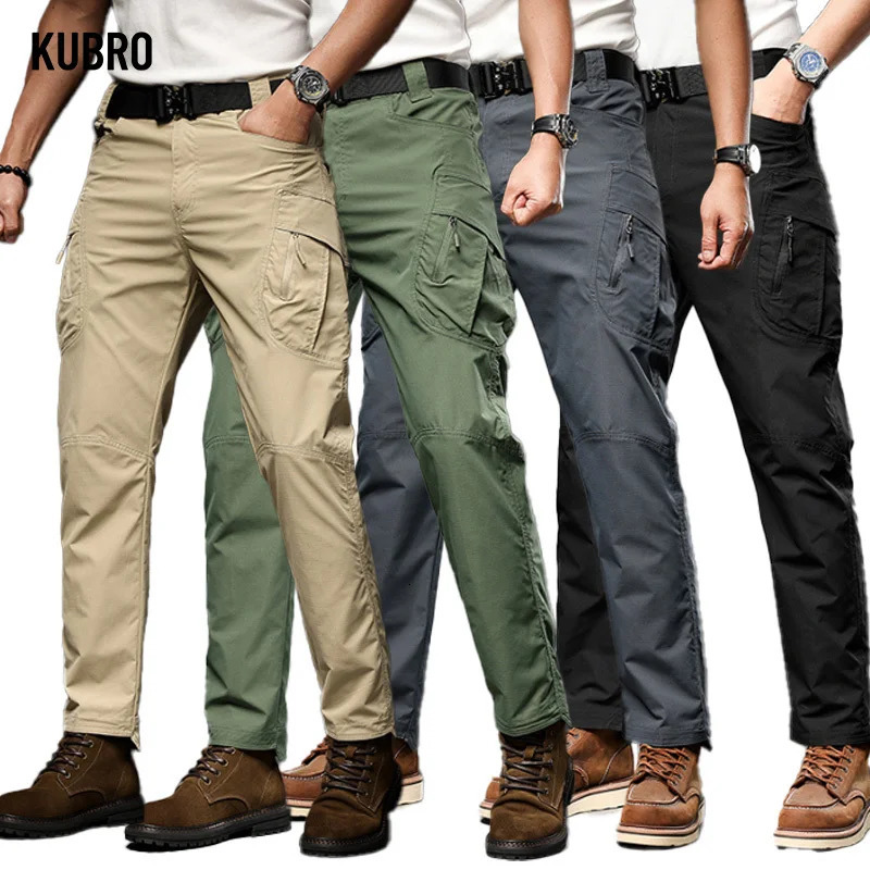 KUBRO American Outdoor Camping Tactical Trousers Autumn Fashion Mens Clothing Casual Versatile Multi Pocket Straight Cargo Pants 240806