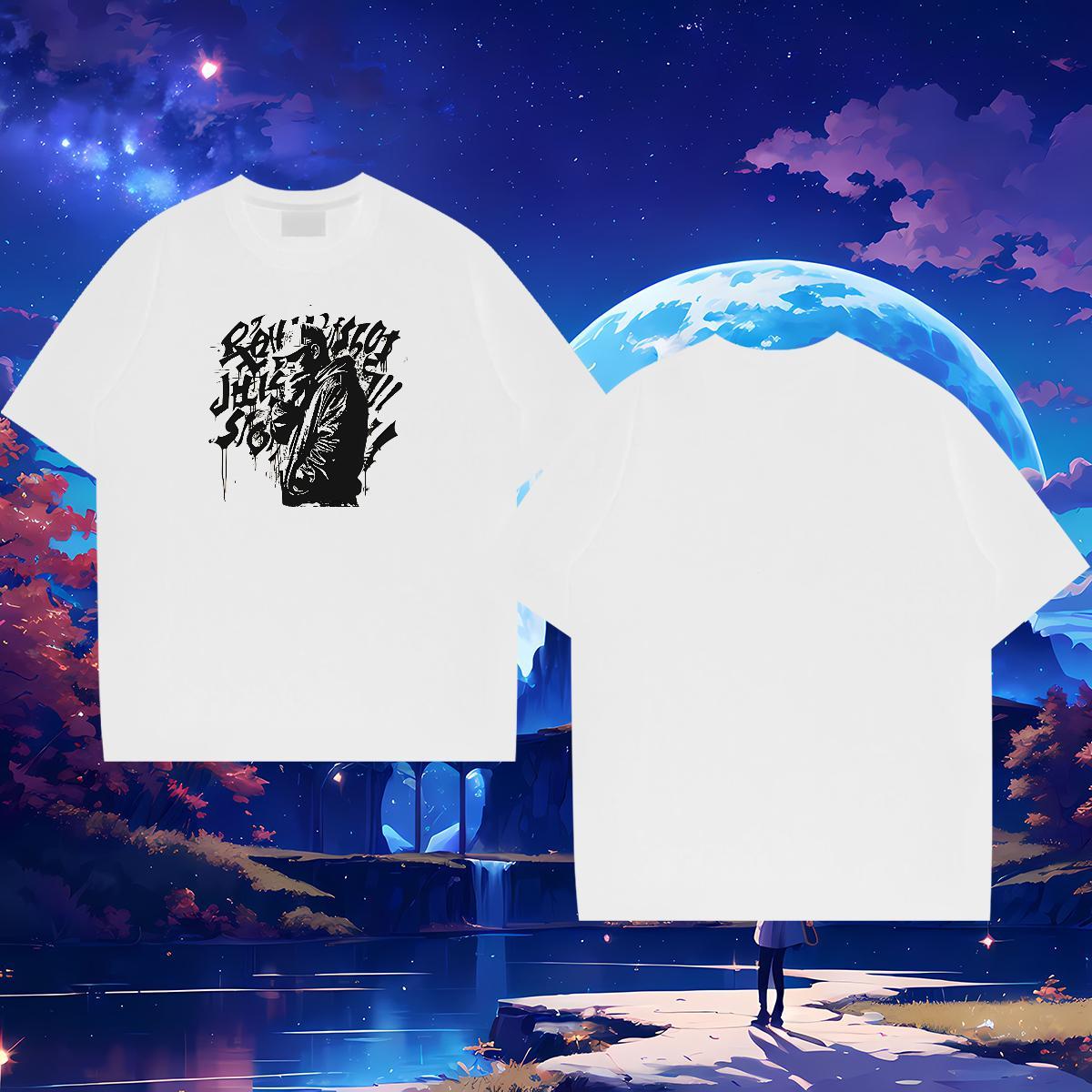 New Arrival T-Shirts character Tops 230g Pure Cotton Casual Daily Wear Wholesale Floral Print Crew Neck Breathable Mens Tshirts