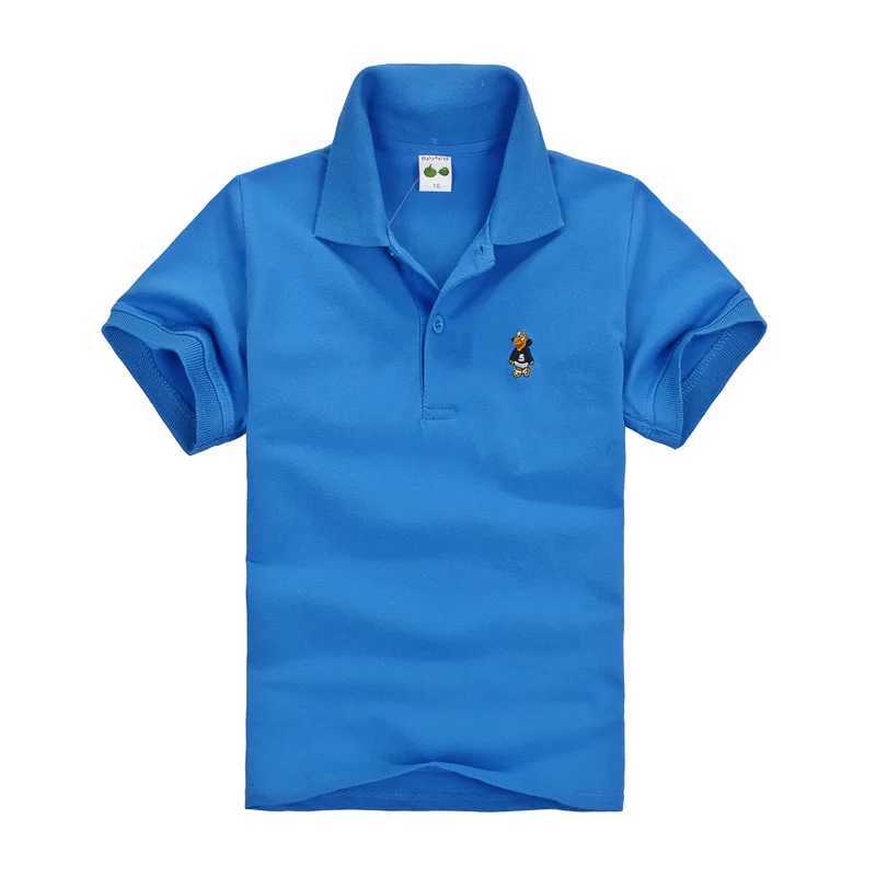 Jumping Meters Youth Polo Shirt Spring Boys Short Sleeve Solid Color All Cotton Collar Embroidered Button School Clothing W240806
