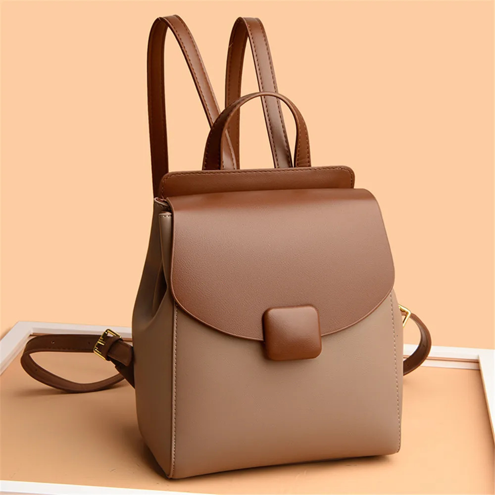 Vintage Backpack Women Leather Shoulder Backpack Fashion School Bag for Girls High Quality Leisure Shoulder Travel Bag Sac A Dos 240806