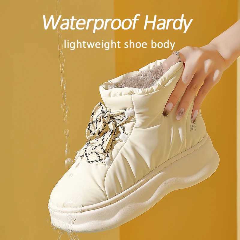 Boots Winter Shoes Waterproof Boots Ladies Snow Boots Plush Cold-proof Warm Ankle Lace Boot For Female Winter Shoe Booties Botas Mujer H240709