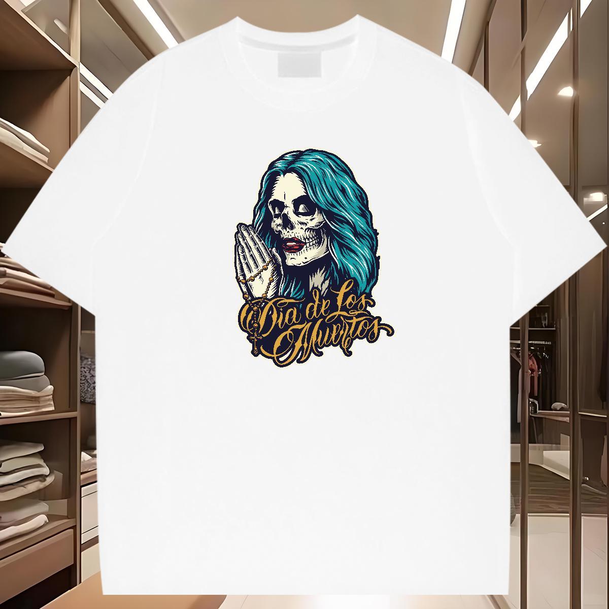 2024 T Shirt For Man skull Tees Shirts 100% Cotton 230g Street Wear Comfortable Skull Pure Cotton Couples T Shirts
