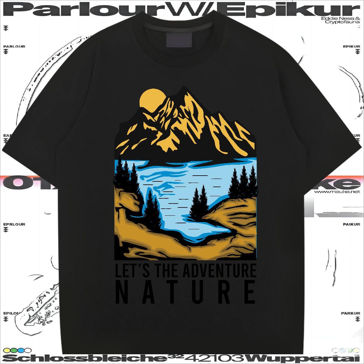 Custom Men T Shirts mountains Tops Shirt 230g Pure Cotton Daily Wear Classic Oversized Short Sleeve Soft Men Tshirts
