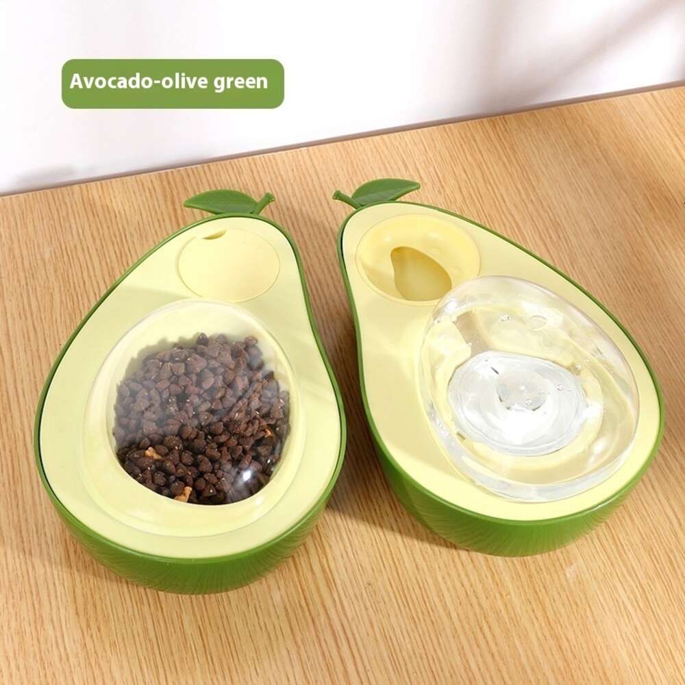 Avocado water non slip dog double bowl, moisture mouth, multifunctional automatic drinking water, anti choking, slow eating bowl