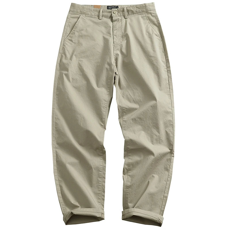 Summer Japanese Retro Woven Twill Slim Chino Busniess Pants Mens Simple 97% Cotton Washed Casual Straight Tapered Trousers 240806