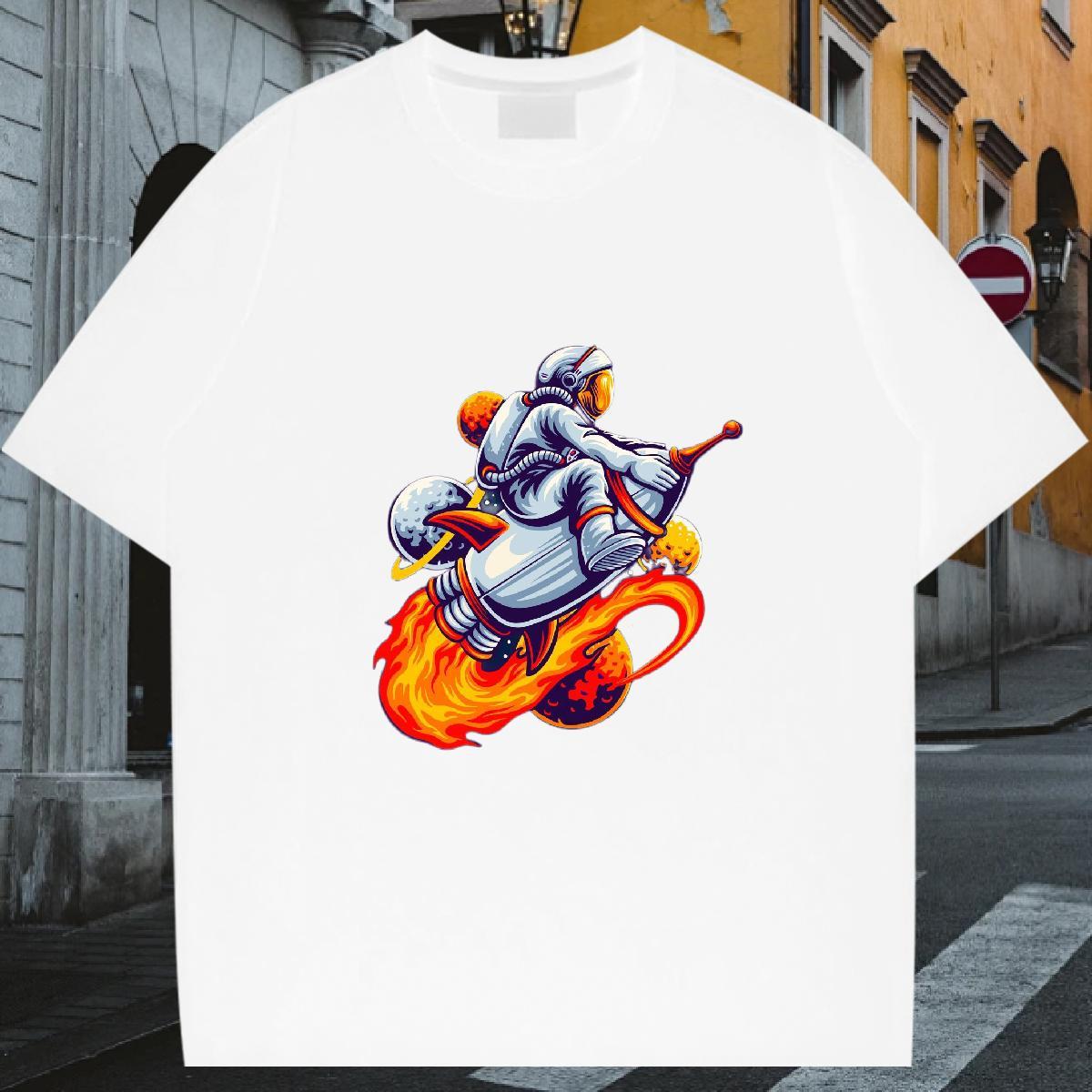Custom T Shirts Men spaceman Tees 230g 100% Cotton Street Wear Wholesale Customized Breathable Crew Neck Mens Tshirts