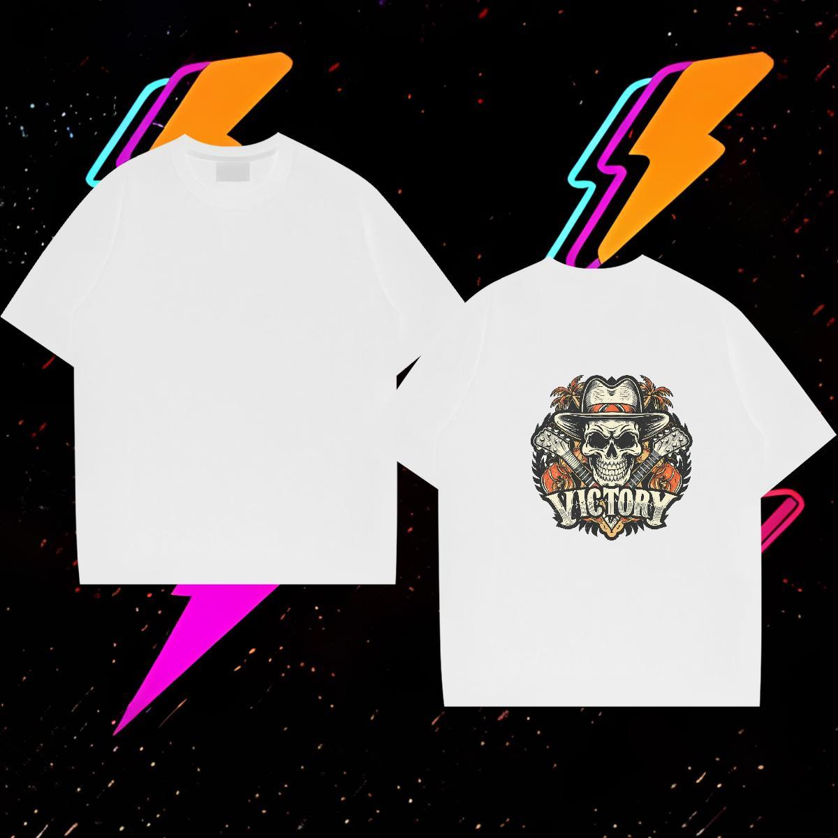 New T-Shirts for Men skull Tops 230g Cotton Outdoor Unisex DIY Anime Pure Cotton Men Tees