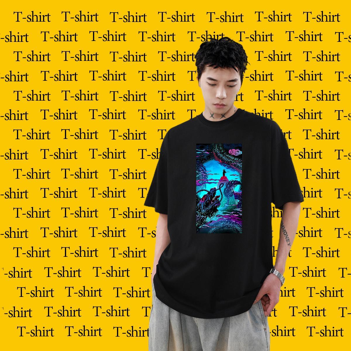 2024 DIY T shirt dragon Tee Shirt 230g Cotton Home Outdoor Cool Asian Size Breathable Short Sleeve Men Tees
