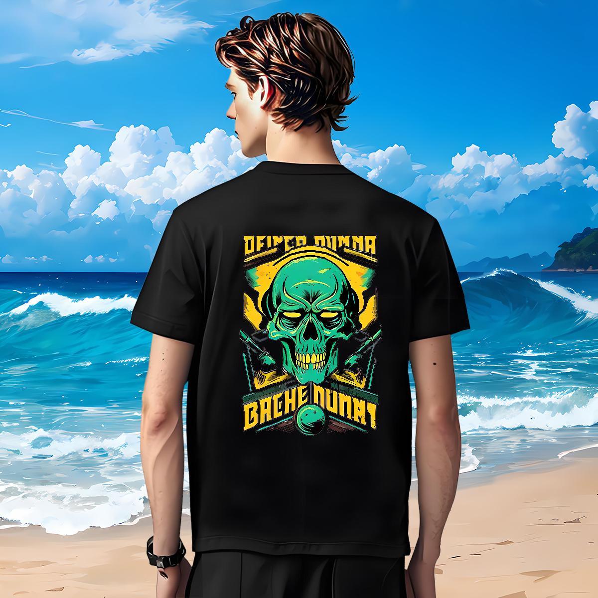 Fashion Casual Men T Shirts skull Polos 100% Cotton 230g Hip Hop Loose Skull Crew Neck Breathable Men Tops Tees