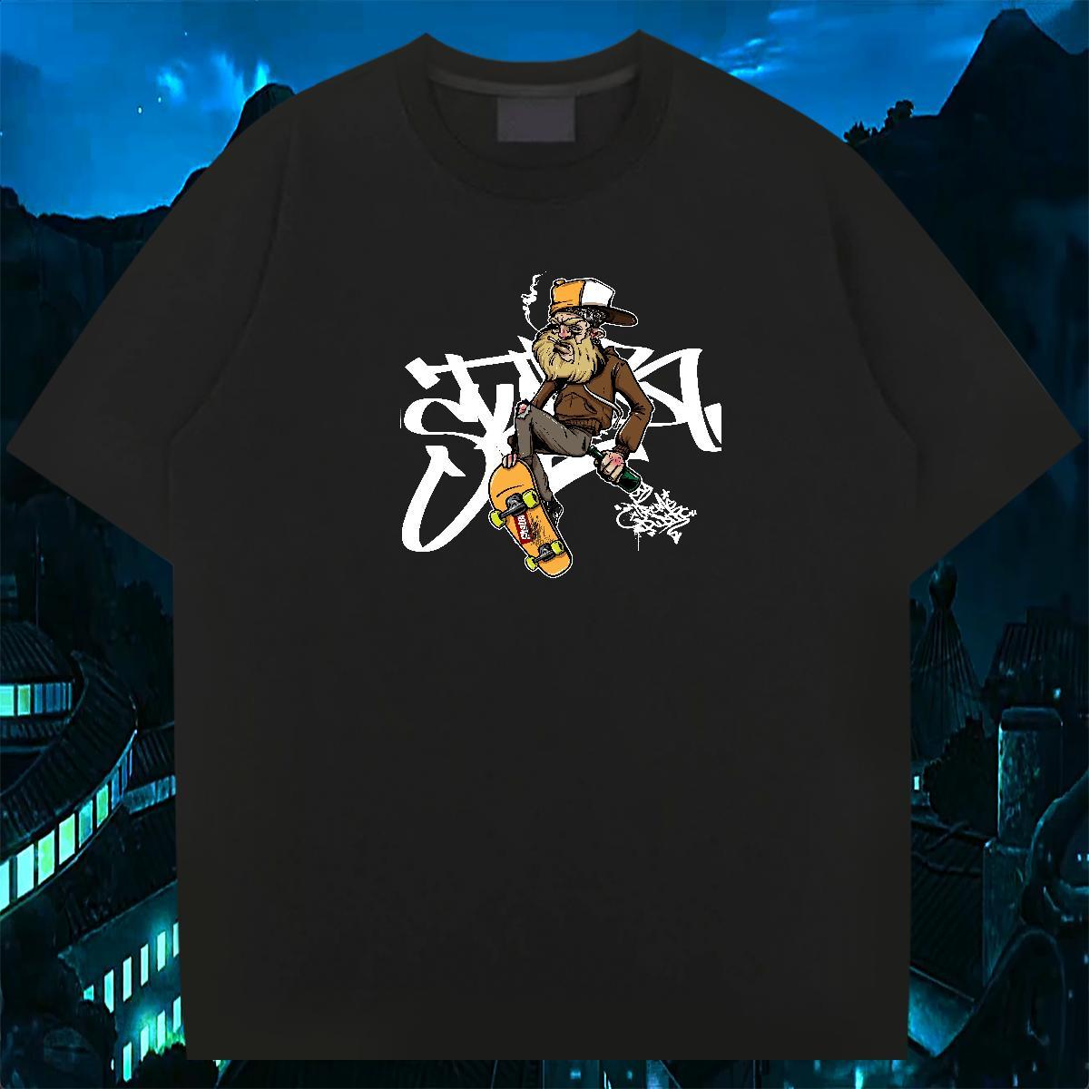 Brand Man T Shirts person Wear 100% Cotton 230g Daily Wear Loose Cartoon Printing L-4XL Pure Cotton Men Clothes T-Shirt
