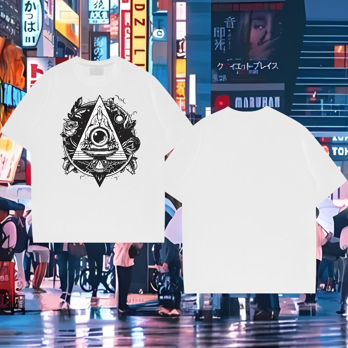 Free Shipping Mens T Shirts eye of the devil Tees Shirts 230g Pure Cotton Beach Comfortable DIY Anime Breathable Short Sleeve Men Tops Tees