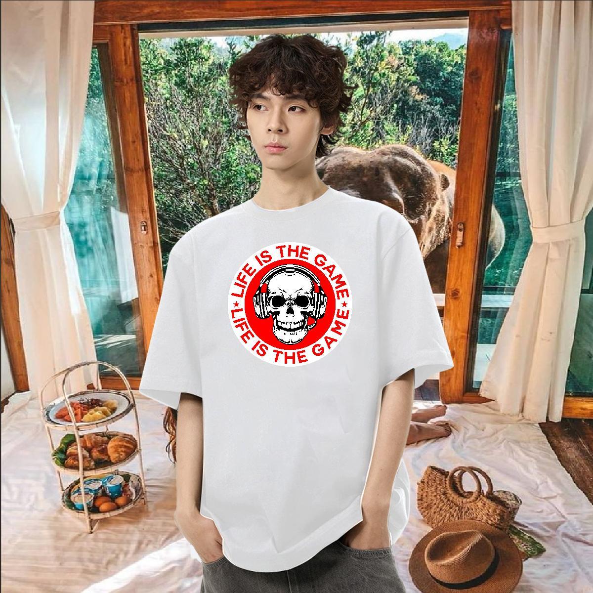 Wholesale T Shirt For Man skull Tops Tees 100% Cotton 230g Sport Loose Fit Custom Big Size Breathable Short Sleeve Men Clothes T-Shirt