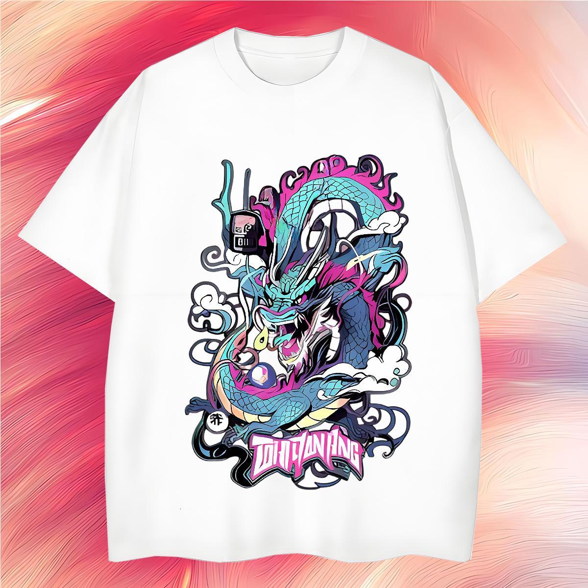 Classic Casual Men T Shirts Cloud Dragon Tshirts 230g 100% Cotton Street Casual Unisex DIY Logo Oversized Short Sleeve Soft Men Tshirts
