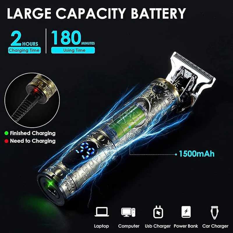 Economic Professional Home Clipper Adjustable Cutting USB Charging Lithium Battery Safe Cutting Mens Hair Trimmer W241212
