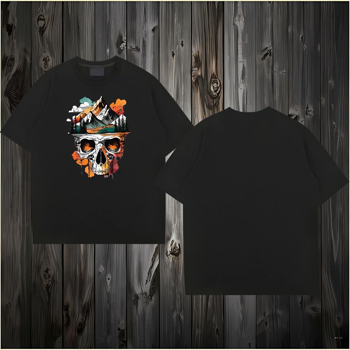 2024 Man T Shirts skull Wear 100% Cotton 230g Spring Summer Free Shipping Oversized 3XL 4XL Breathable Crew Neck Men Tees