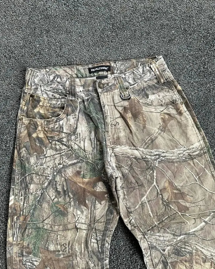 Y2k Jeans America Street Camouflage Pattern Baggy Denim Pants Men Fashion Women Clothing High Waist Straight Leg Wide 240806