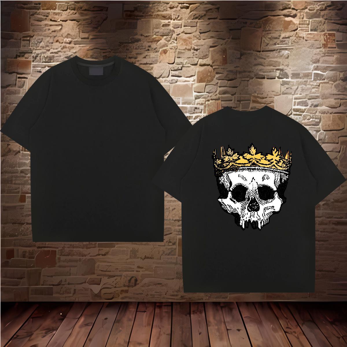 2024 Designer Man T Shirts skull Tshirts 100% Cotton 230g Outdoor Unisex Custom Print Plus Size Breathable Tshirt for Man Woman