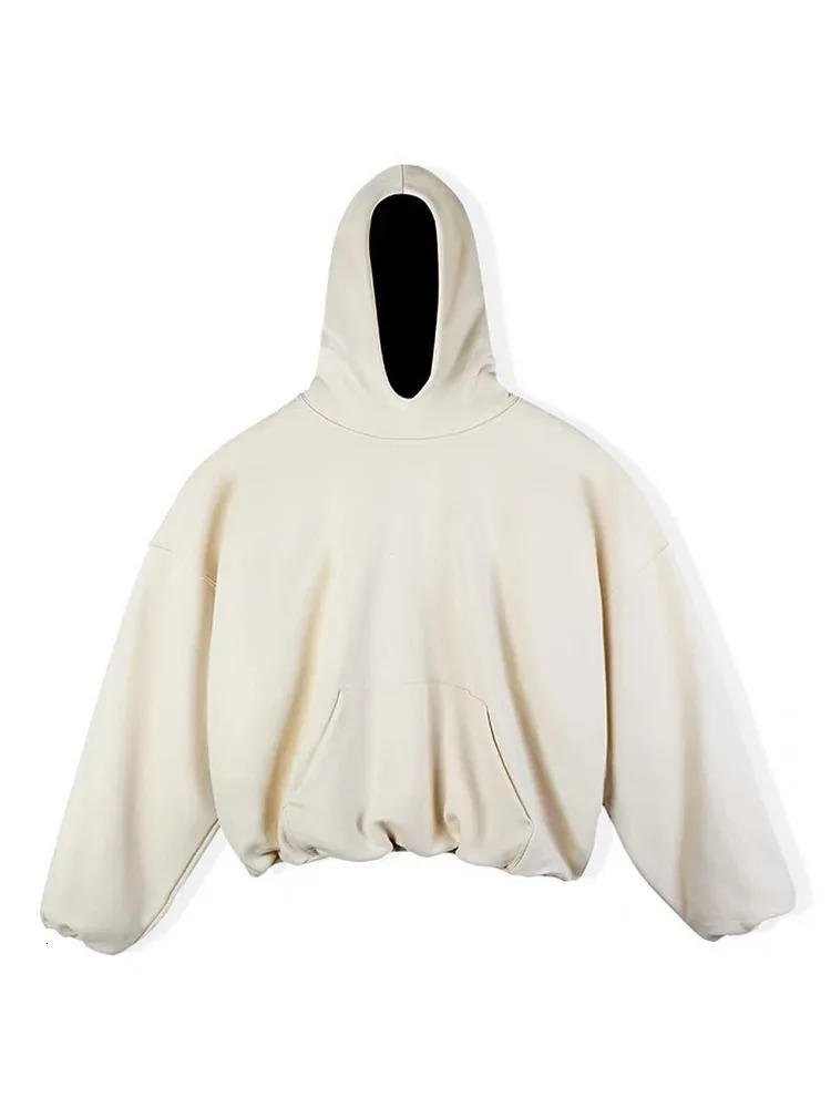 Mens Solid Color Double Layer Oversize Pullover Cotton Vintage High Quality Hoodies Spring Autumn Casual Streetwear 240806