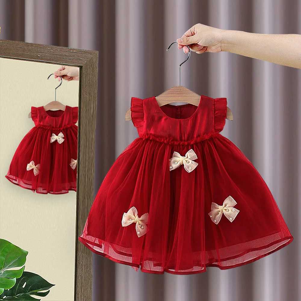 6M-3T Girl Princess Dress Summer Girl Dress Childrens Dress Preschool Girl Dress Red Adoption DressW240720
