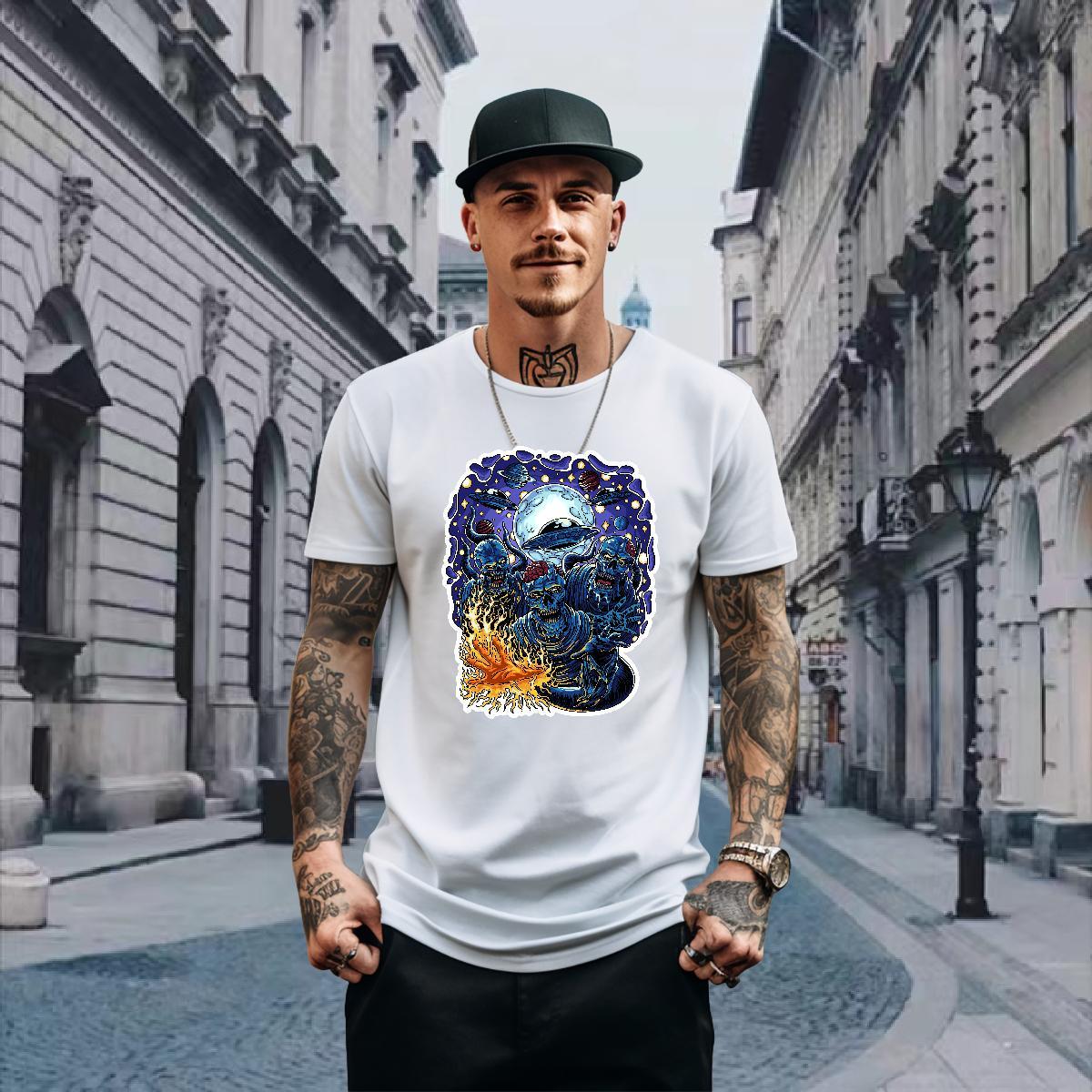 Stylist T-Shirts skull Tee Shirt 230g Pure Cotton Casual Daily Wear Comfortable Floral Print O Neck Short Sleeves Men Clothes T-Shirt