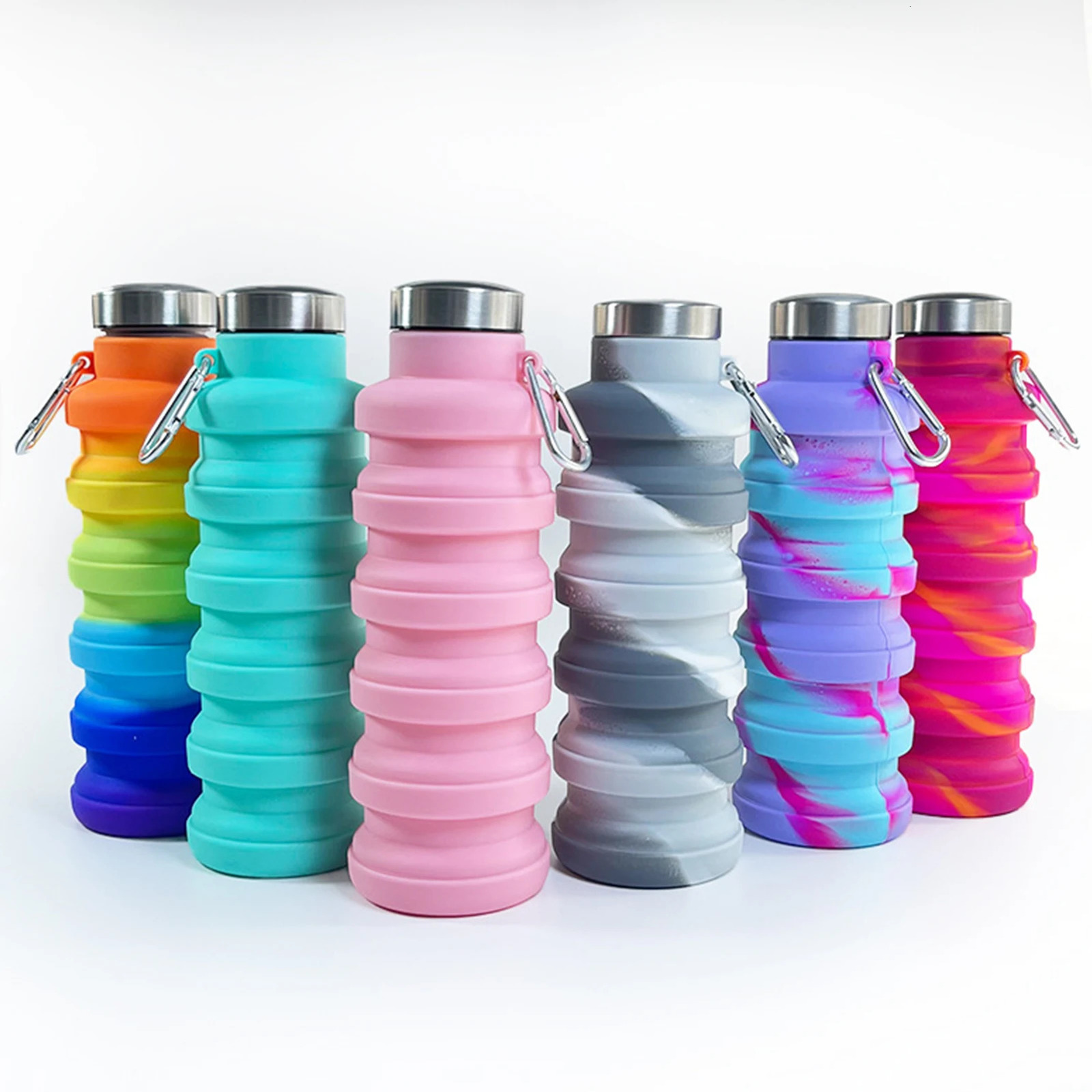 Fitness sports silicone foldable beverage cup outdoor travel climbing bicycle camouflage folding water bottle Z260202