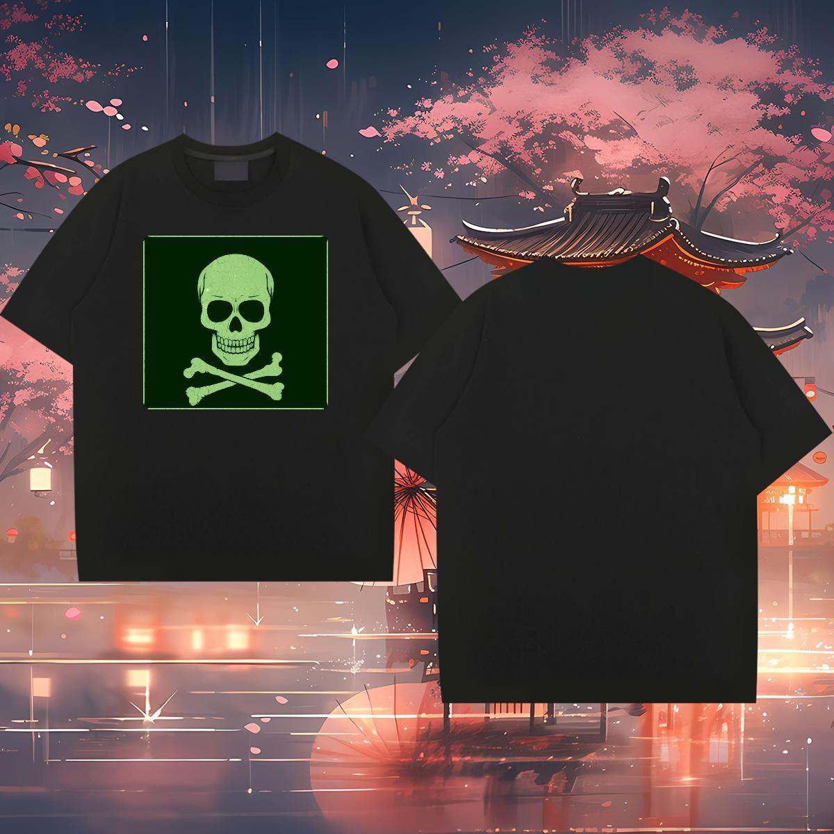 DIY Customized T Shirts Men skull Wear 230g Cotton High Street Hip Hop Designer Custom Cartoon Breathable Couples T Shirts