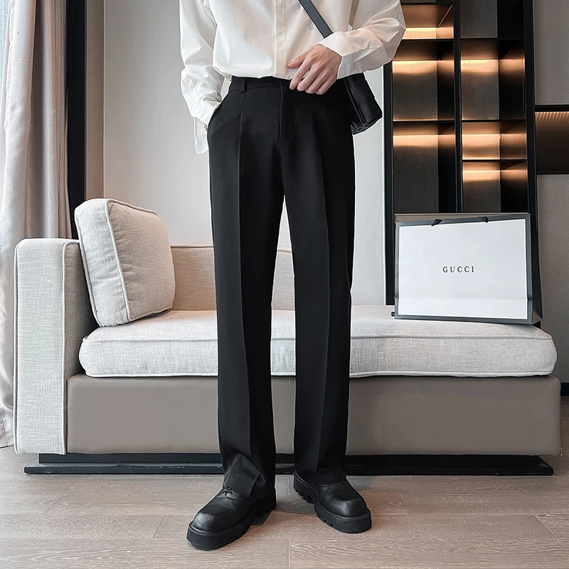 Men Pants Classic Mens Office Trousers Slim Fit High Waist Vintage Pockets for Formal Business Style Elegant 240806