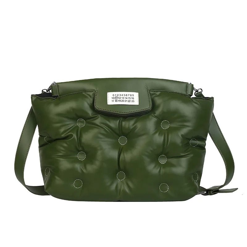 Winter personalized cross body space cotton soft PU leather mens and womens lazy style large capacity bag 240807 a110