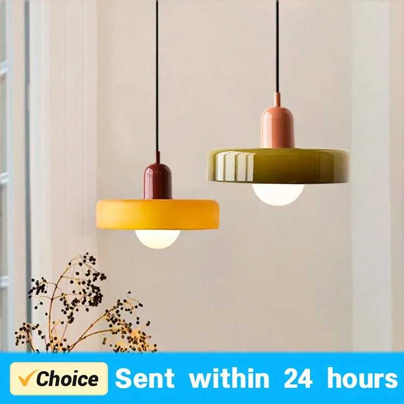 Nordic Macaron Glass Pendant Light Modern Chandelier For Dining Room Kitchen Island Bedside Home Decor Hanging Ceiling Lamps Y240802