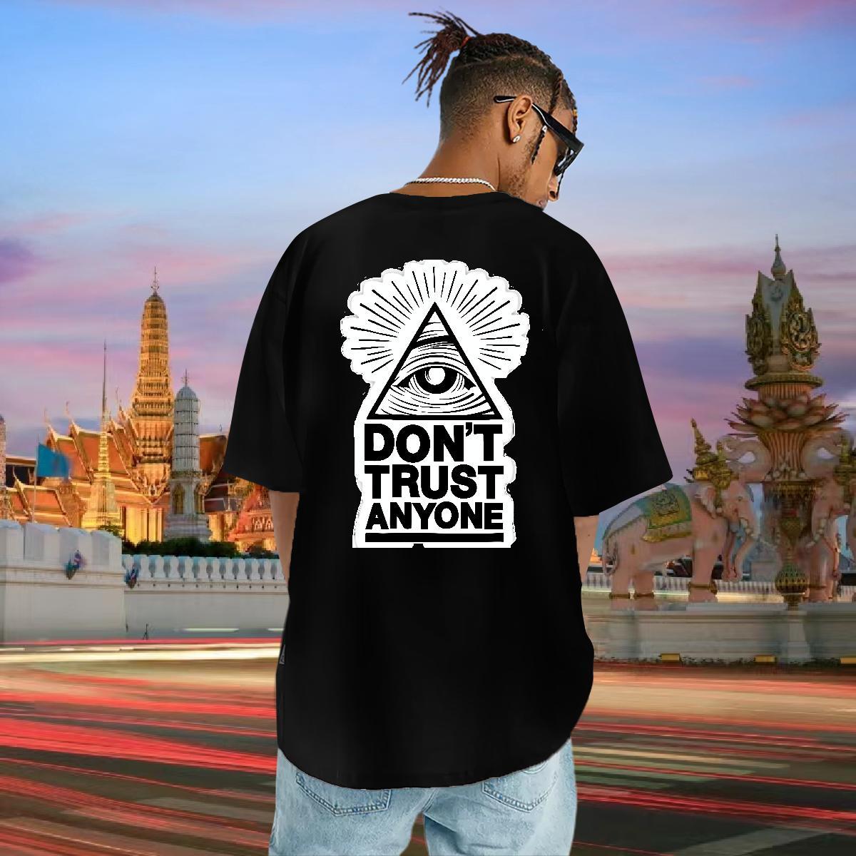 DIY T-Shirts for Men eye of the devil Polos 230g Pure Cotton Street Casual Cool Design Black White O Neck Short Sleeves Tshirts