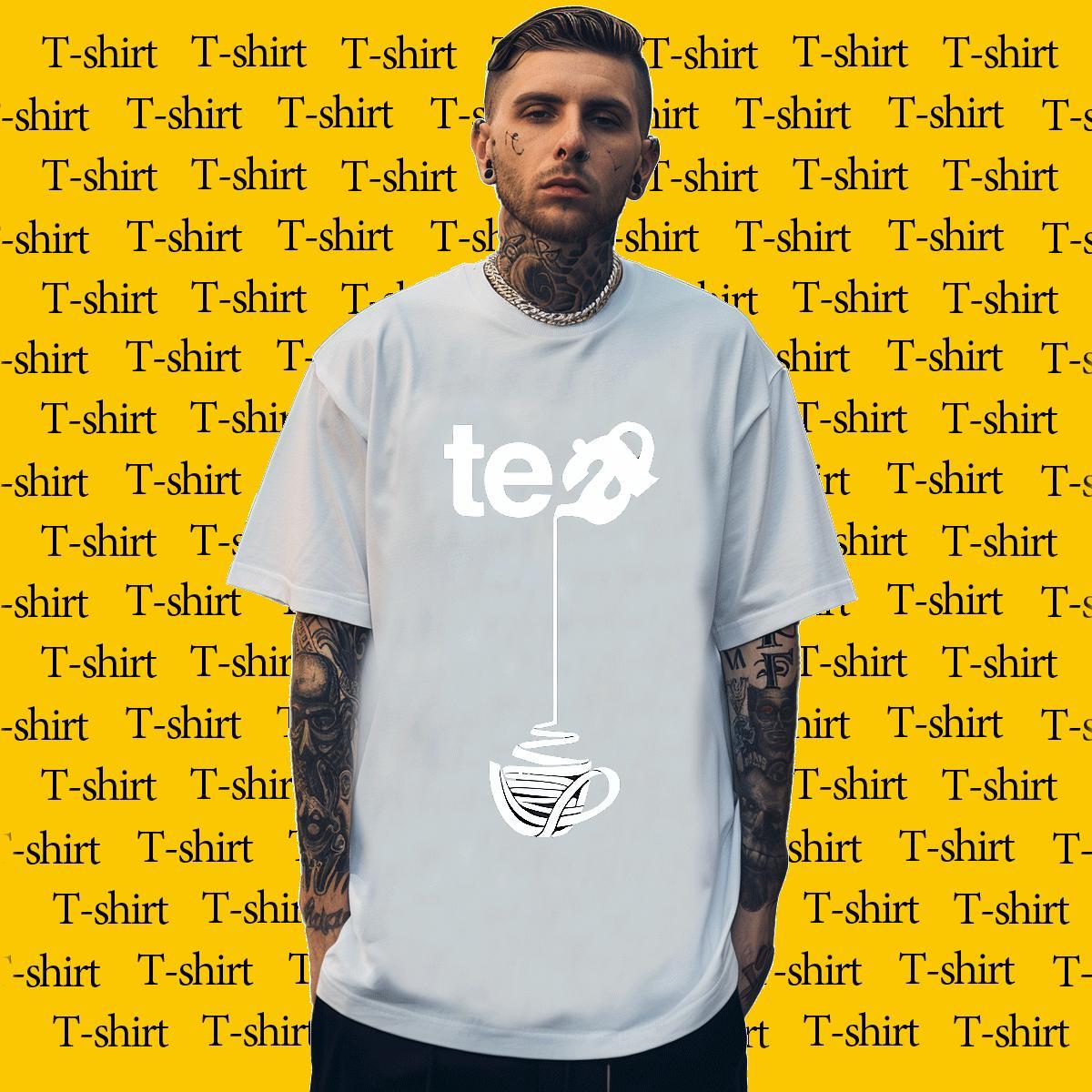 2024 DIY T Shirt For Man letter Polos 230g 100% Cotton Daily Outfit Loose Anime Print Crew Neck Men Tees