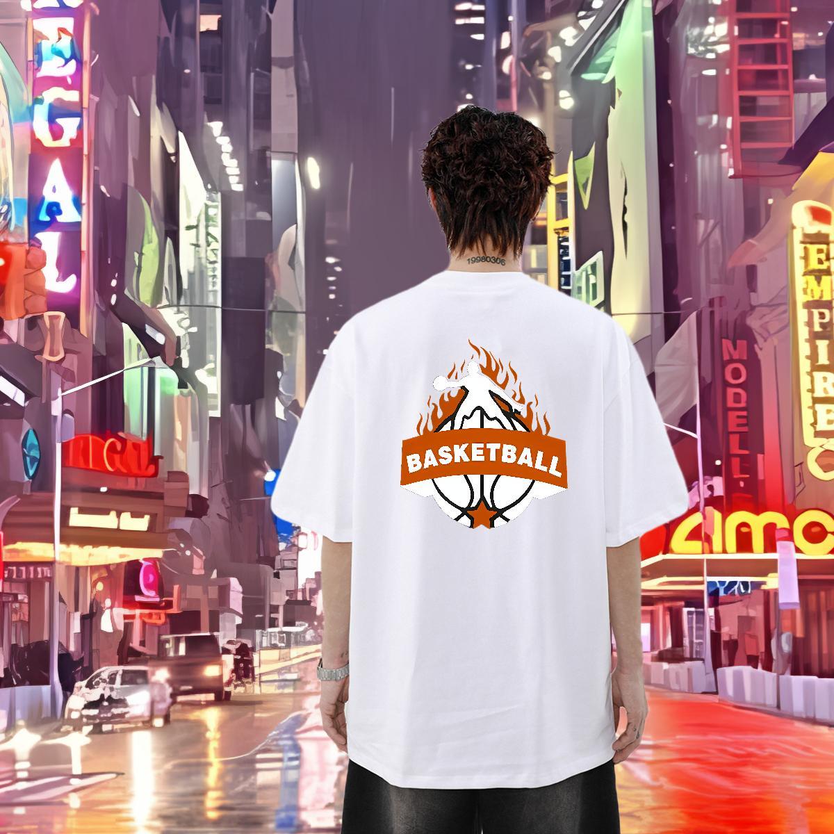 Free Shipping T Shirt For Man basketball Tshirts 230g 100% Cotton Daily Wear Brand Oversized 4XL O-Neck Short Sleeve Men Tshirts