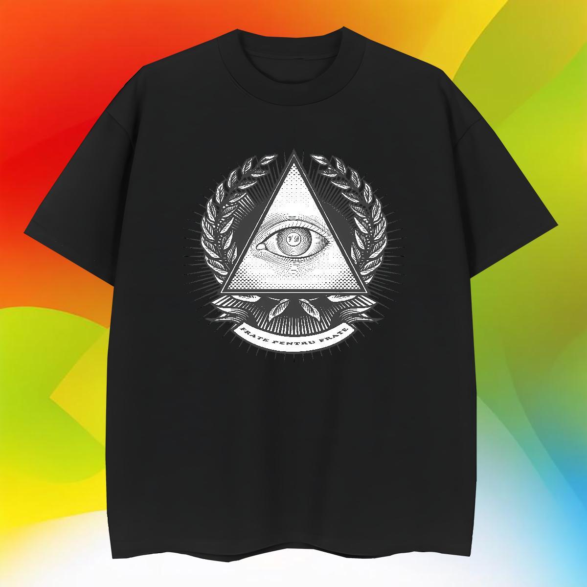 Stylist Men T Shirts eye of the devil Tops 230g Pure Cotton Street Casual Loose DIY Printed Breathable Crew Neck Men Tshirts