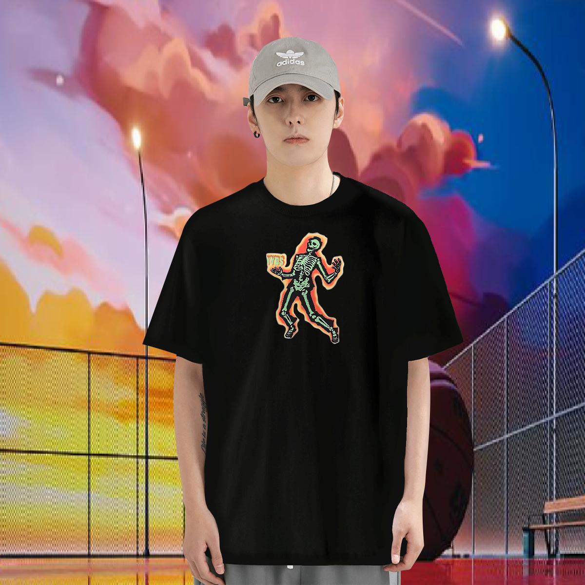 2024 T Shirts Men skull Clothings 100% Cotton 230g Casual Beach Free Shipping Customized Print Breathable Short Sleeve Men Tops Tees