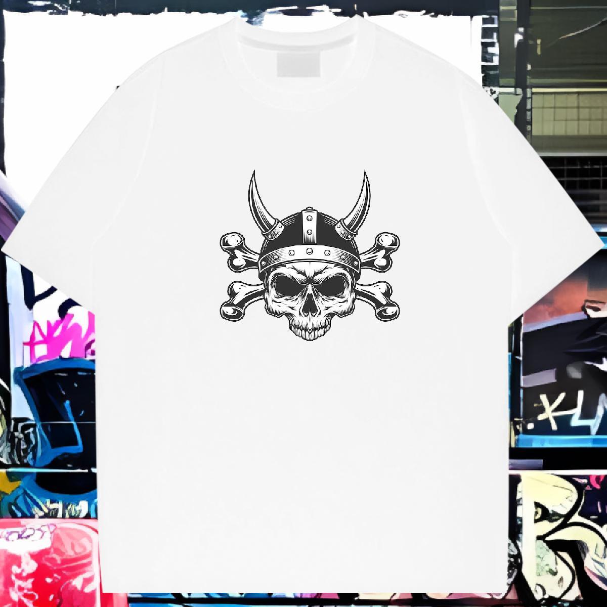 Designer Man T Shirts skull Tops Tees 230g Pure Cotton Sports Casual Loose Black Oversized Short Sleeve Soft Men Tees