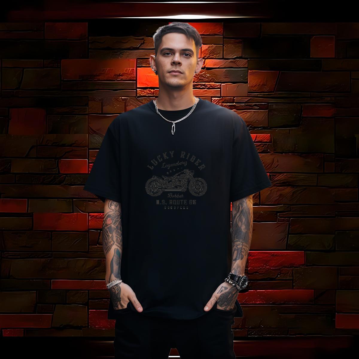 Custom Man T Shirts Motorcycle Top Tees 230g 100% Cotton Daily Outfit Loose Fit Plus Size Cartoon Short Sleeve Soft Men Tees