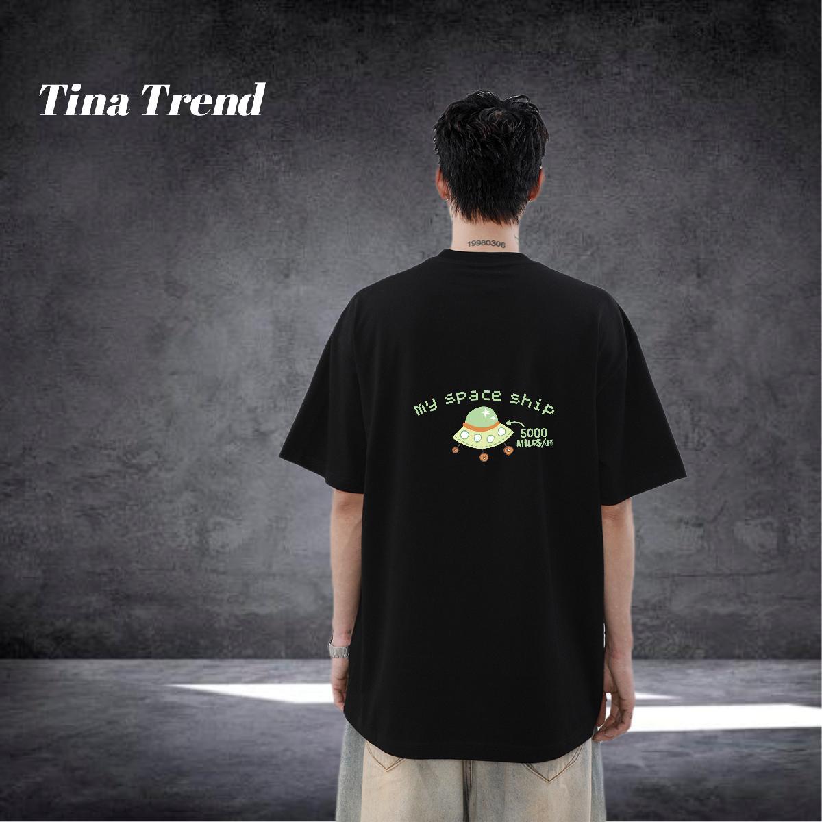 Wholesale T Shirts Men letter Tshirts 230g 100% Cotton Anime Printing Street Popular White Plus Size Crew Neck Breathable Men Tops Tees
