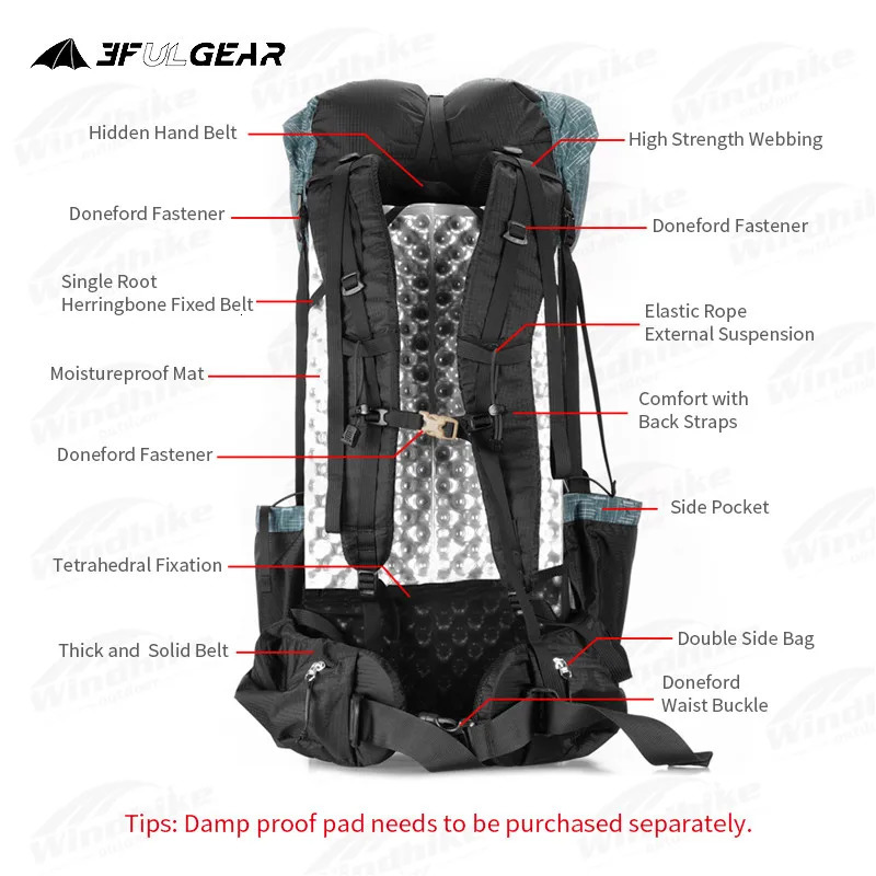 3F UL GEAR QIDIAN 20 Outdoor 40L16L Ultra Light Backpack Lightweight WomensMens High Capacity Bag Nylon Waterproof Camping 240807 4