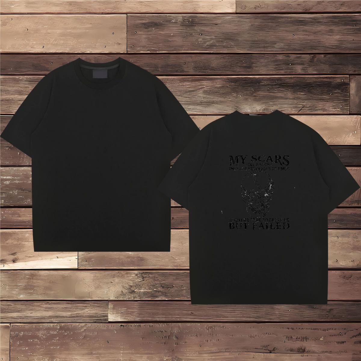 New T Shirt For Man skull Wear 230g Cotton Sports Casual Wholesale Cartoon Print Breathable Soft Men Tees
