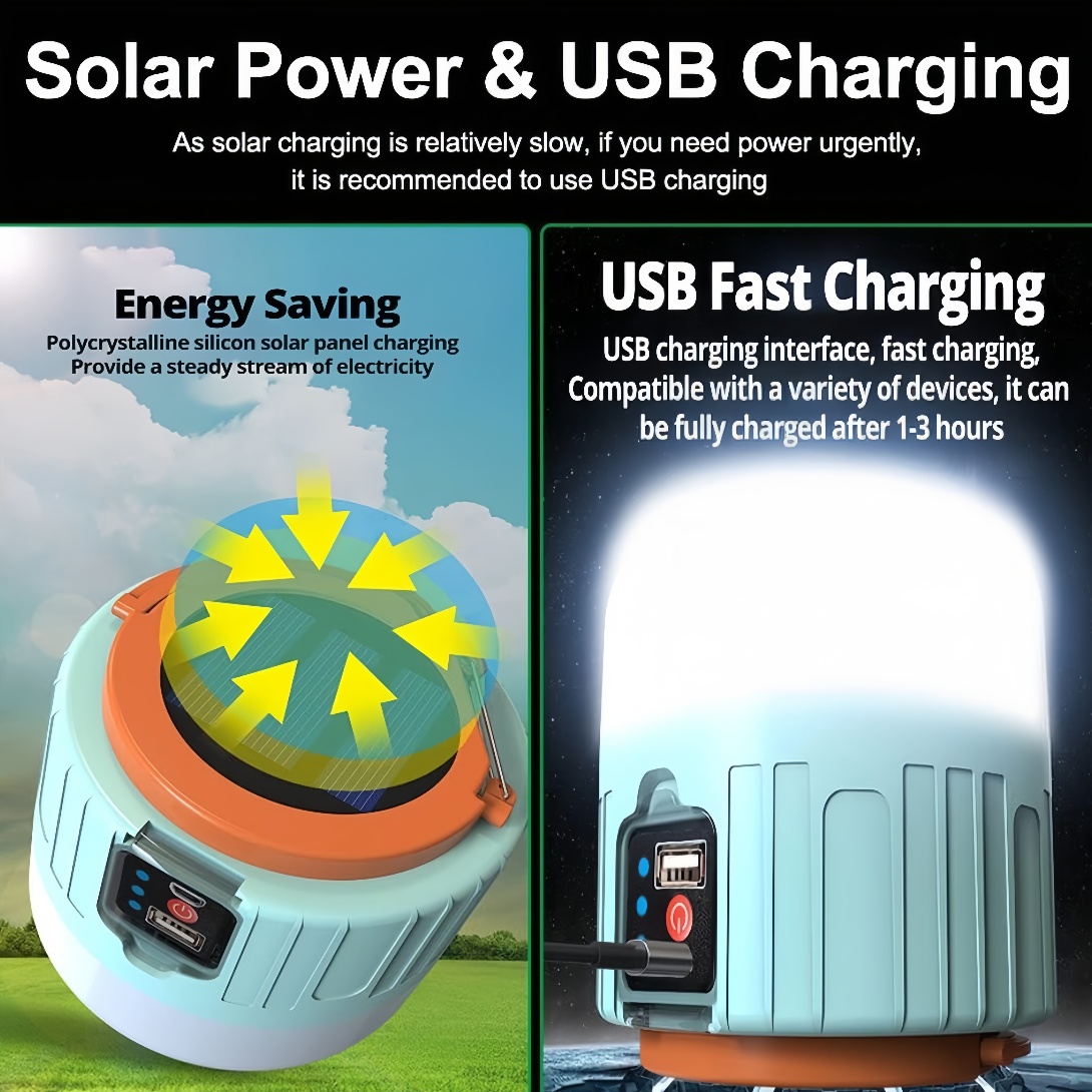 Emergency Solar Bubble Lanterns - Portable USB Rechargeable Lighting for Campsites & Markets
