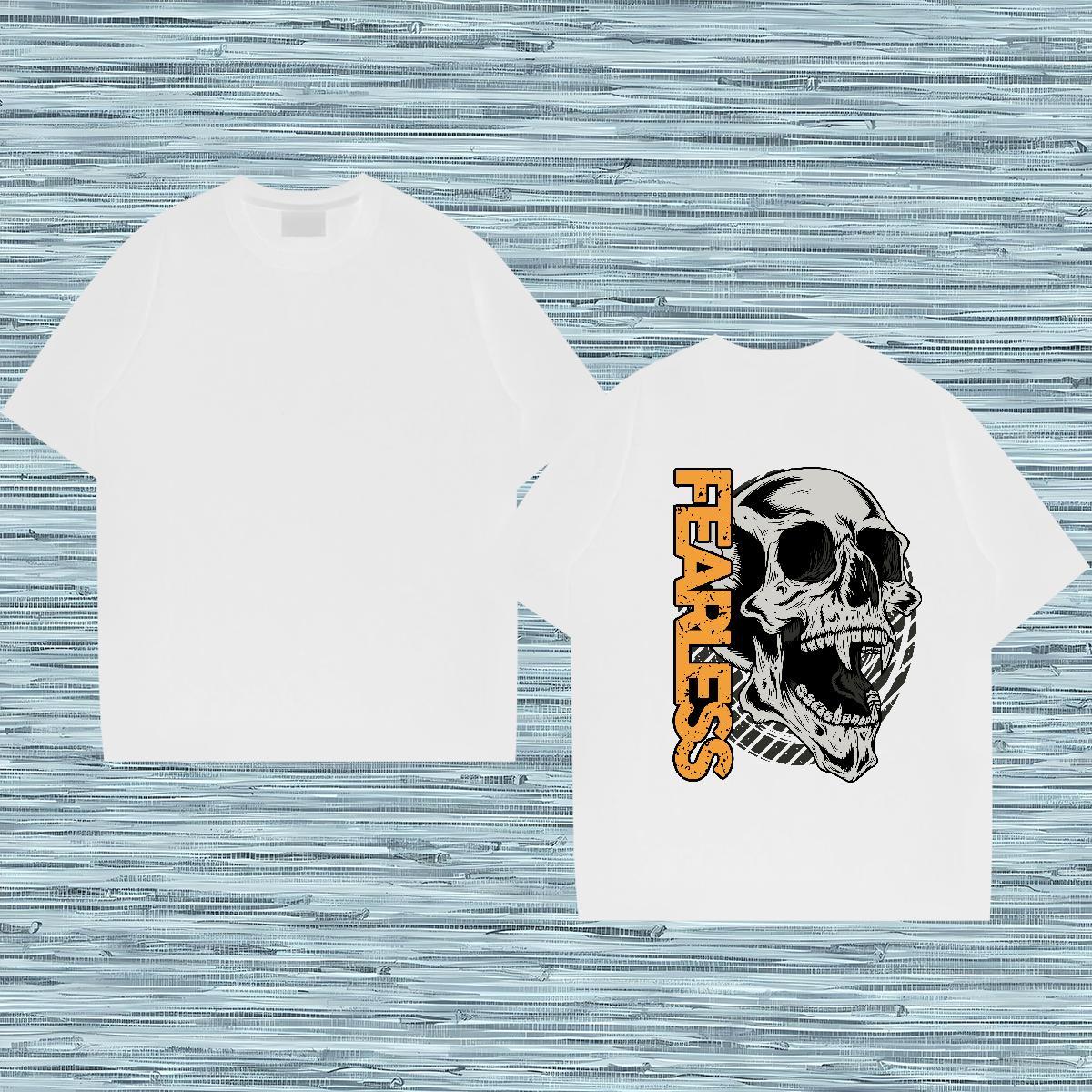 2024 DIY T shirt skull Tees 230g 100% Cotton Hip Hop Street Loose Cartoon Print Short Sleeve O-Neck Men Clothes T-Shirt
