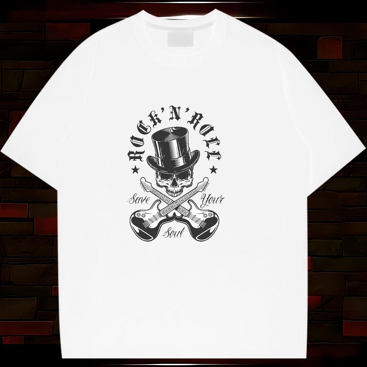 2024 DIY Man T Shirts skull Clothes 230g Pure Cotton Hip Hop Comfortable Asian Size Breathable Crew Neck Couples T Shirts