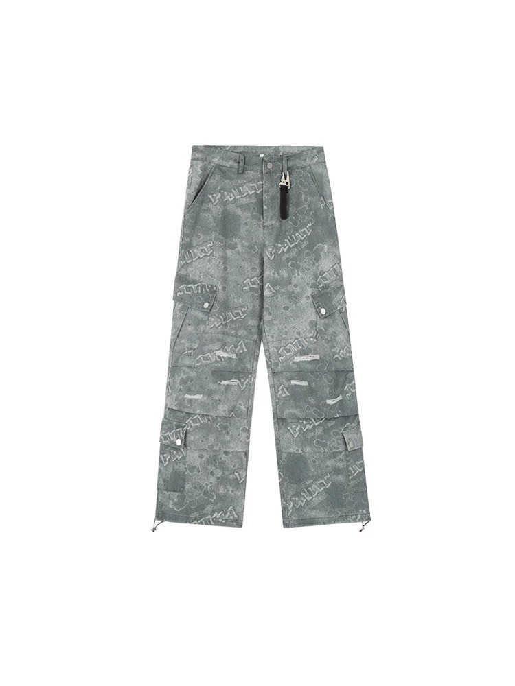Women Y2k Japanese Streetwear Graffiti Baggy Cargo Denim Pants Long Trousers 2000s Aesthetic Jean Kpop Grunge Goth Dark Academia 240807