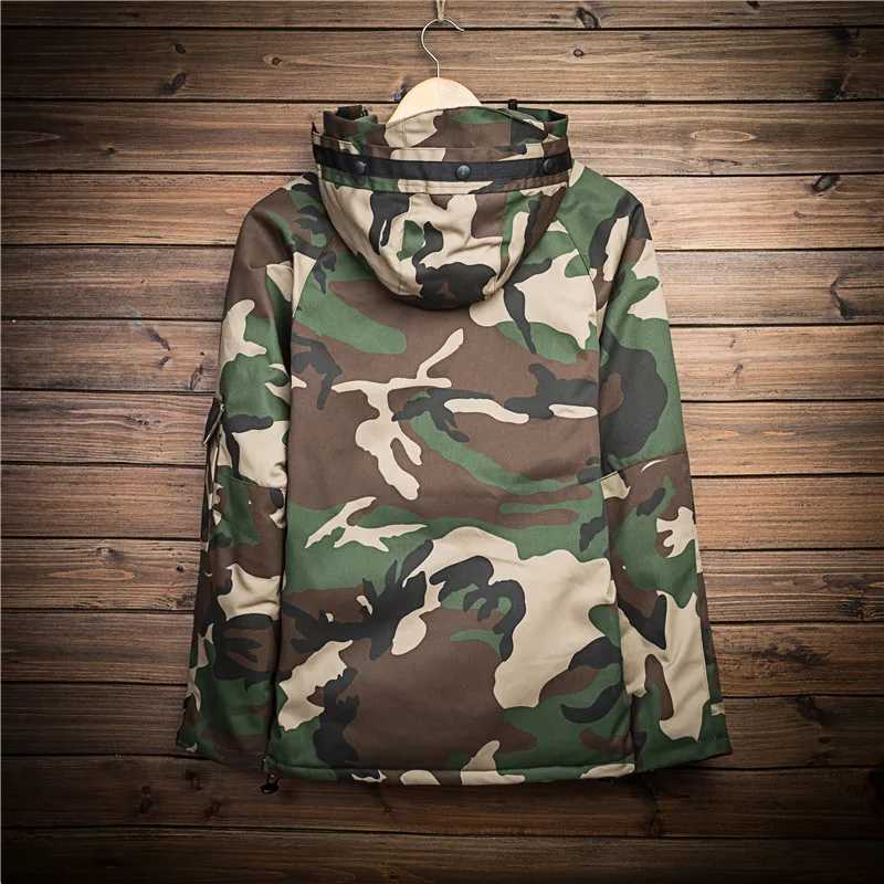 Men's Jackets Casual Camouflage Mens Winter Jacket Thick Warm Male Coat Camo Hooded Cotton Windproof Parka Mens Overcoat z240806