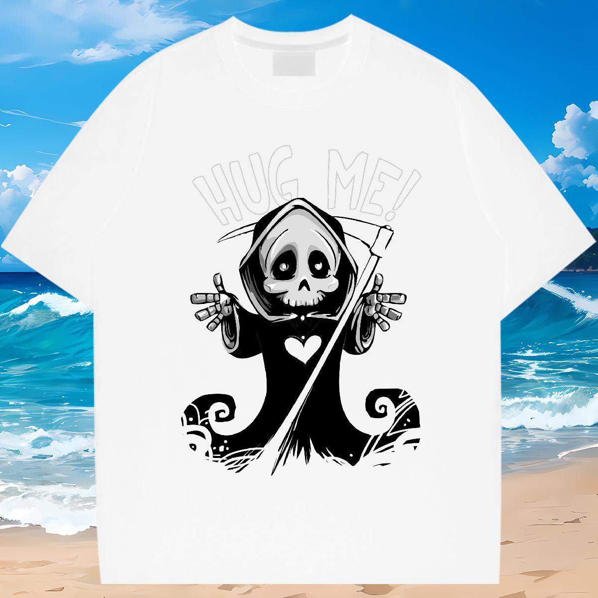 Free Shipping T Shirts Men skull Tops Tees 230g Cotton Outdoor Loose Oversized 4XL Pure Cotton Couples T Shirts